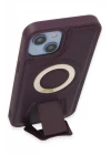 iPhone 14 Kılıf Merkür Magneticsafe Standlı Kapak - Derin Mor