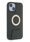 iPhone 14 Kılıf Merkür Magneticsafe Standlı Kapak - Koyu Yeşil