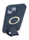 iPhone 14 Kılıf Merkür Magneticsafe Standlı Kapak - Lacivert