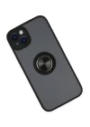 iPhone 14 Kılıf Montreal Yüzüklü Silikon Kapak - Siyah