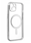 iPhone 14 Plus Kılıf Magneticsafe Lazer Silikon - Gümüş