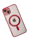 iPhone 14 Plus Kılıf Magneticsafe Lazer Silikon - Kırmızı