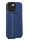 iPhone 14 Plus Kılıf Mega Standlı Silikon - Mavi