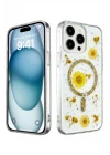 iPhone 14 Pro Max Kılıf Daisy Simli Magsafe Kapak - Gold