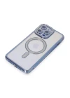iPhone 14 Pro Max Kılıf Joke Simli Magneticsafe Kılıf - Mavi