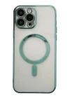 iPhone 14 Pro Max Kılıf Magneticsafe Lazer Silikon - Haki Yeşil