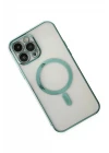 iPhone 14 Pro Max Kılıf Magneticsafe Lazer Silikon - Haki Yeşil