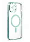 iPhone 14 Pro Max Kılıf Magneticsafe Lazer Silikon - Haki Yeşil