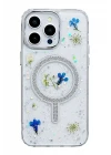 iPhone 15 Pro Flower Magsafe Kapak - Krem