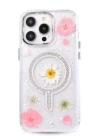 iPhone 15 Pro Flower Magsafe Kapak - Pembe
