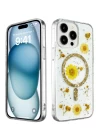 iPhone 15 Pro Kılıf Daisy Simli Magsafe Kapak - Gold