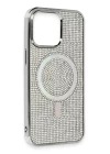 iPhone 15 Pro Kılıf Diamond Magsafe Kapak - Gümüş