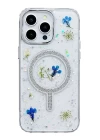 iPhone 15 Pro Max Flower Magsafe Kapak - Krem