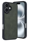 iPhone 16 Kılıf Aras Deri Kapak - Koyu Yeşil