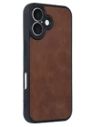 iPhone 16 Kılıf Aras Deri Kapak - Taba
