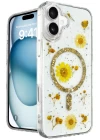 iPhone 16 Kılıf Daisy Simli Magsafe Kapak - Gold