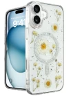 iPhone 16 Kılıf Daisy Simli Magsafe Kapak - Gümüş