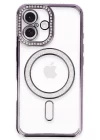 iPhone 16 Kılıf Joke Simli Magneticsafe Kılıf - Derin Mor