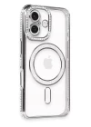 iPhone 16 Kılıf Joke Simli Magneticsafe Kılıf - Gri