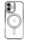 iPhone 16 Kılıf Joke Simli Magneticsafe Kılıf - Gri