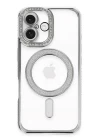 iPhone 16 Kılıf Joke Simli Magneticsafe Kılıf - Gümüş