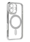iPhone 16 Kılıf Joke Simli Magneticsafe Kılıf - Gümüş