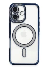 iPhone 16 Kılıf Joke Simli Magneticsafe Kılıf - Lacivert