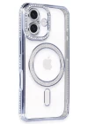 iPhone 16 Kılıf Joke Simli Magneticsafe Kılıf - Mavi