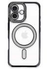 iPhone 16 Kılıf Joke Simli Magneticsafe Kılıf - Siyah