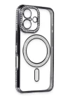 iPhone 16 Kılıf Joke Simli Magneticsafe Kılıf - Siyah