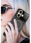 iPhone 16 Kılıf Joy Lens Standlı Kapak - Siyah