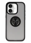iPhone 16 Kılıf Montreal Yüzüklü Silikon Kapak - Siyah