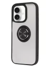 iPhone 16 Kılıf Montreal Yüzüklü Silikon Kapak - Siyah