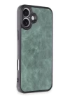iPhone 16 Plus Kılıf Aras Deri Kapak - Koyu Yeşil