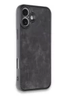 iPhone 16 Plus Kılıf Aras Deri Kapak - Siyah