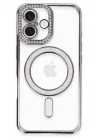 iPhone 16 Plus Kılıf Joke Simli Magneticsafe Kılıf - Gri