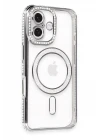 iPhone 16 Plus Kılıf Joke Simli Magneticsafe Kılıf - Gri