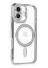 iPhone 16 Plus Kılıf Joke Simli Magneticsafe Kılıf - Gümüş