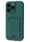 iPhone 16 Plus Kılıf Kelvin Kartvizitli Silikon - Koyu Yeşil