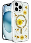 iPhone 16 Pro Kılıf Daisy Simli Magsafe Kapak - Gold