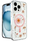 iPhone 16 Pro Kılıf Daisy Simli Magsafe Kapak - Pembe
