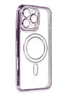 iPhone 16 Pro Kılıf Joke Simli Magneticsafe Kılıf - Derin Mor