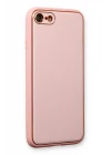 iPhone 7 Kılıf Coco Deri Silikon Kapak - Pudra