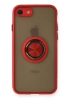 iPhone 7 Kılıf Montreal Yüzüklü Silikon Kapak - Kırmızı