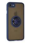 iPhone 7 Kılıf Montreal Yüzüklü Silikon Kapak - Lacivert