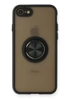 iPhone 7 Kılıf Montreal Yüzüklü Silikon Kapak - Siyah