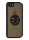 iPhone 7 Kılıf Montreal Yüzüklü Silikon Kapak - Siyah