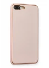 iPhone 7 Plus Kılıf Coco Deri Silikon Kapak - Pembe