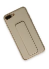 iPhone 7 Plus Kılıf Coco Deri Standlı Kapak - Gold