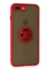 iPhone 7 Plus Kılıf Montreal Yüzüklü Silikon Kapak - Kırmızı
